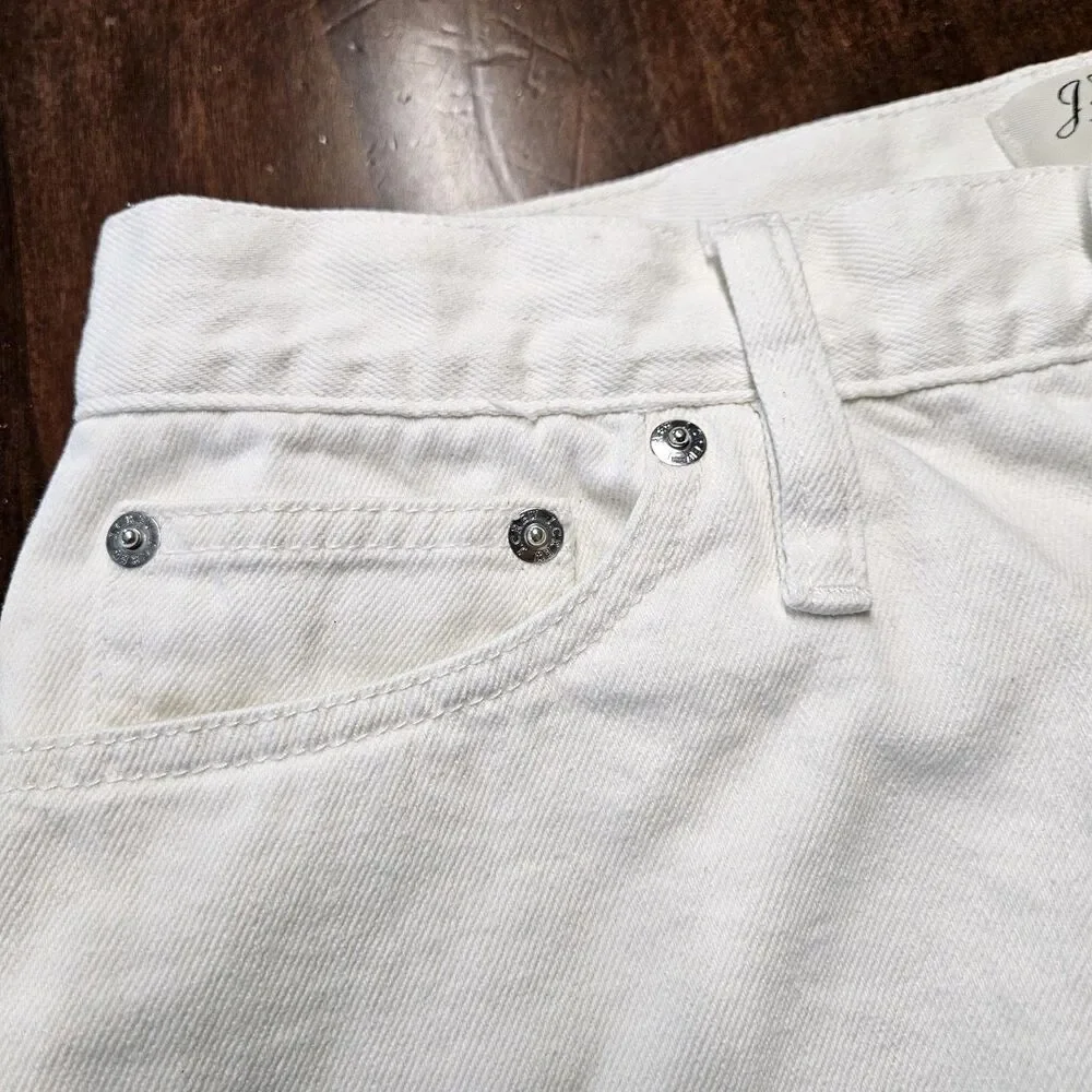 J.Crew White Denim Mini Skirt With Raw Hem Womens Size 28